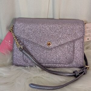 Kate Spade New York Purple Glitter Tinsel Crossbody Flap Bag NWT